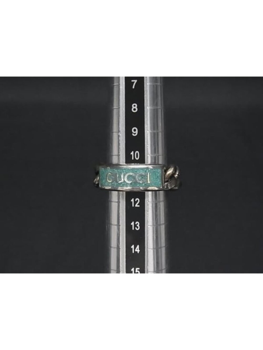 Gucci Golmet Chain Ring Silver Green - Picture 4 of 5